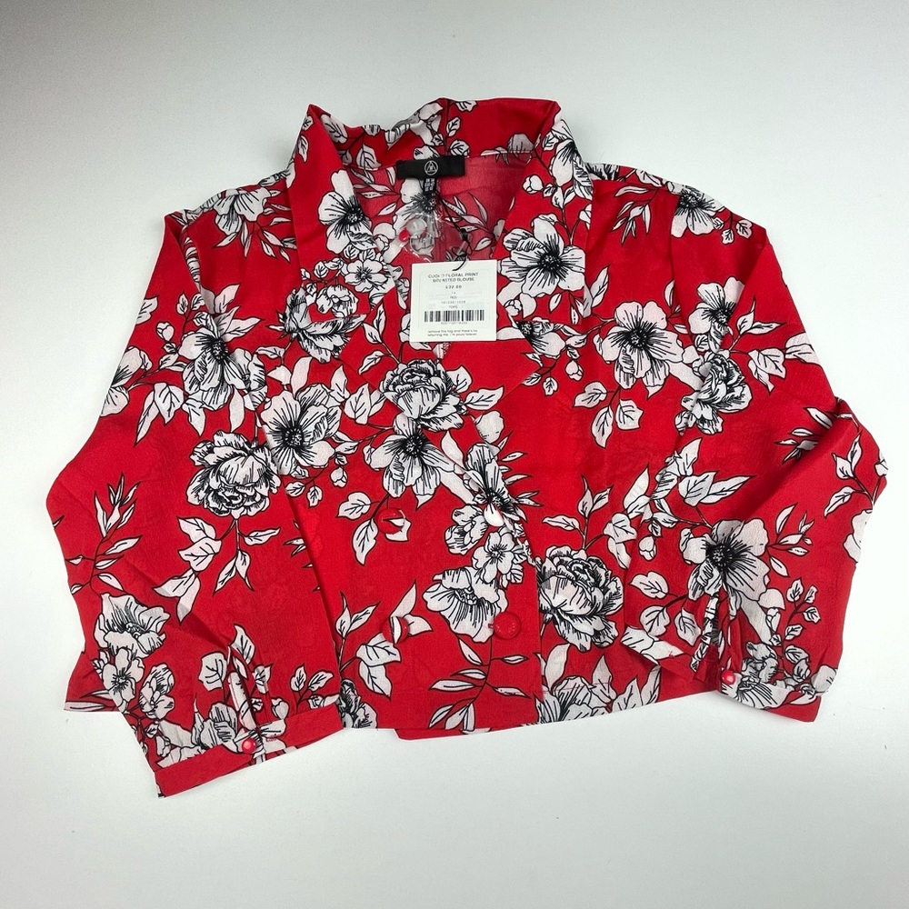 Missguided Red Floral Top